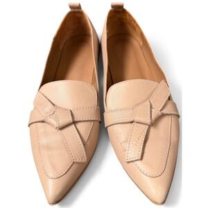 Flattered‎ Leather Pointed Toe Bow Loafers Nude Beige Size 40 Made in Spain